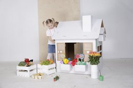 Pap playhouse til børn, havehus, DIY, 3+år, til fødselsdag og fest, legetøj, farvelægning, børnelegetøj, miljøvenlig