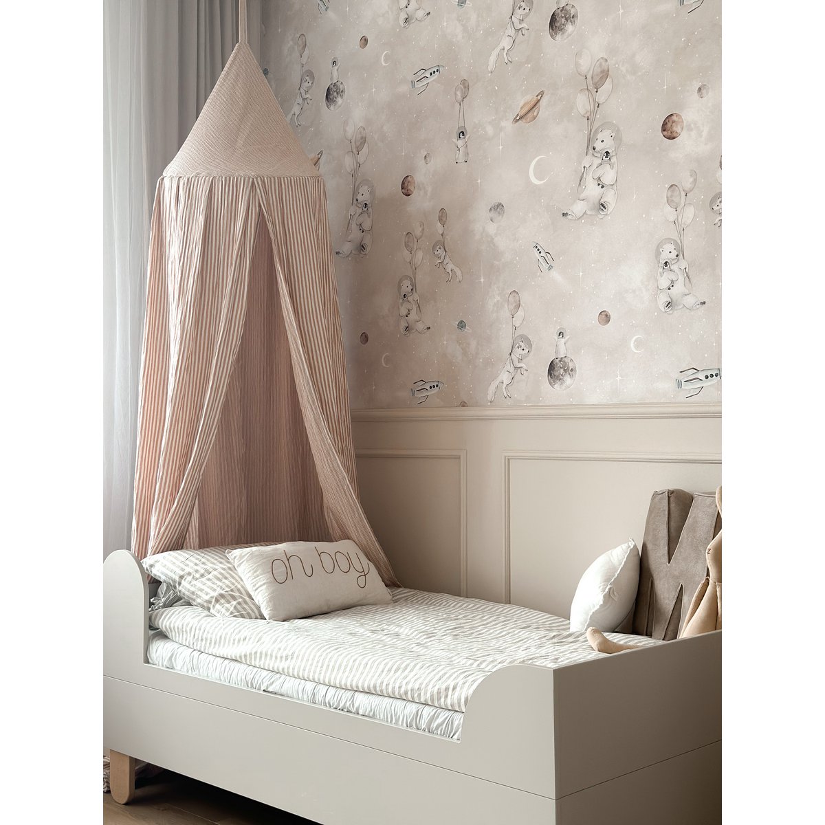 Beige Stripes  - Bed canopy