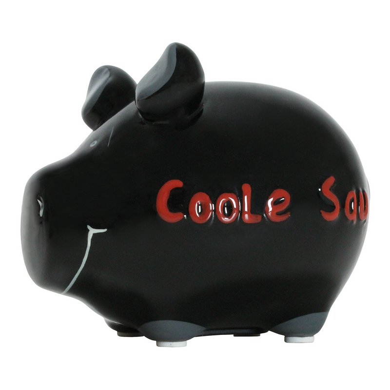 Piggy Bank Company sparegris "Coole Sau" lavet af keramik, sort/pink (B/H/D) 12,5x9x9cm lille gris