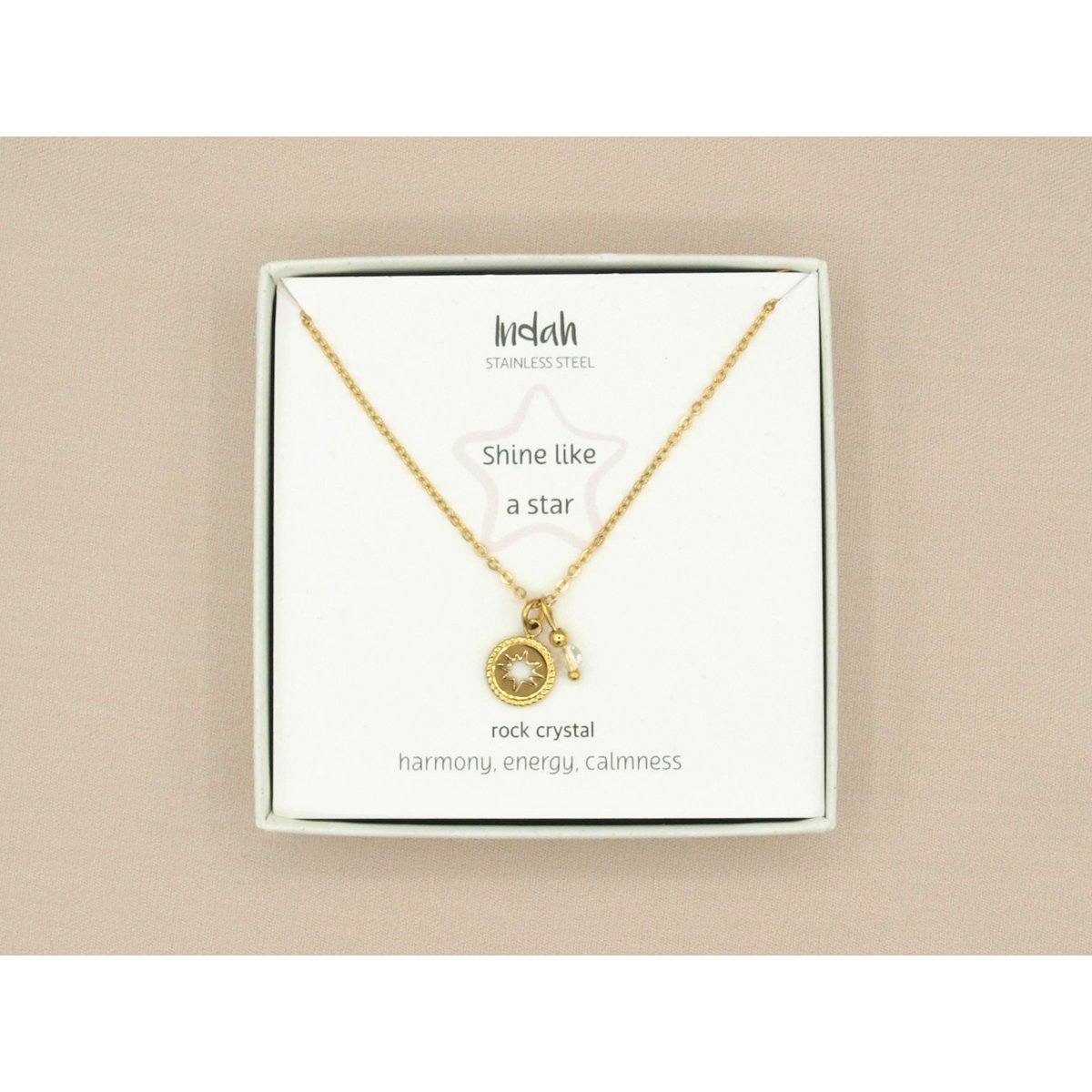 Ketting rock, ster berg kristal, zilver of goud stainless steel