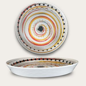 Arca APULIA SPIRALE Melamine Ronde Vlakke Serveerschaal met Rand 35x4cm, geel