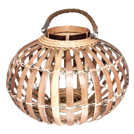 Lanterne ampoule bambou avec commerce sans verre