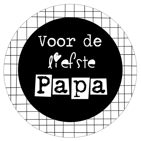 Button opener with text "For the sweetest dad" black and white.