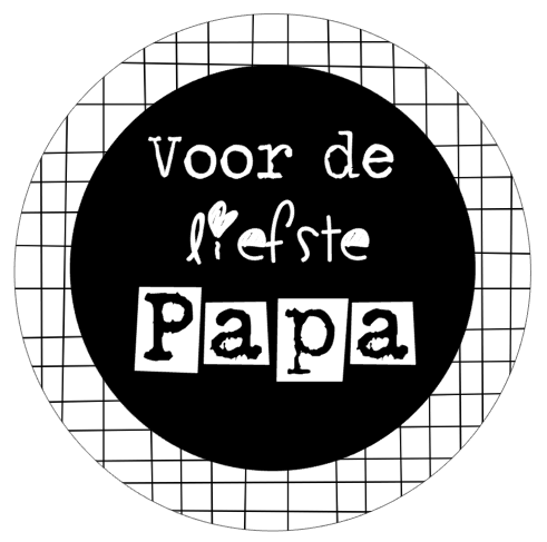 Button opener with text "For the sweetest dad" black and white.