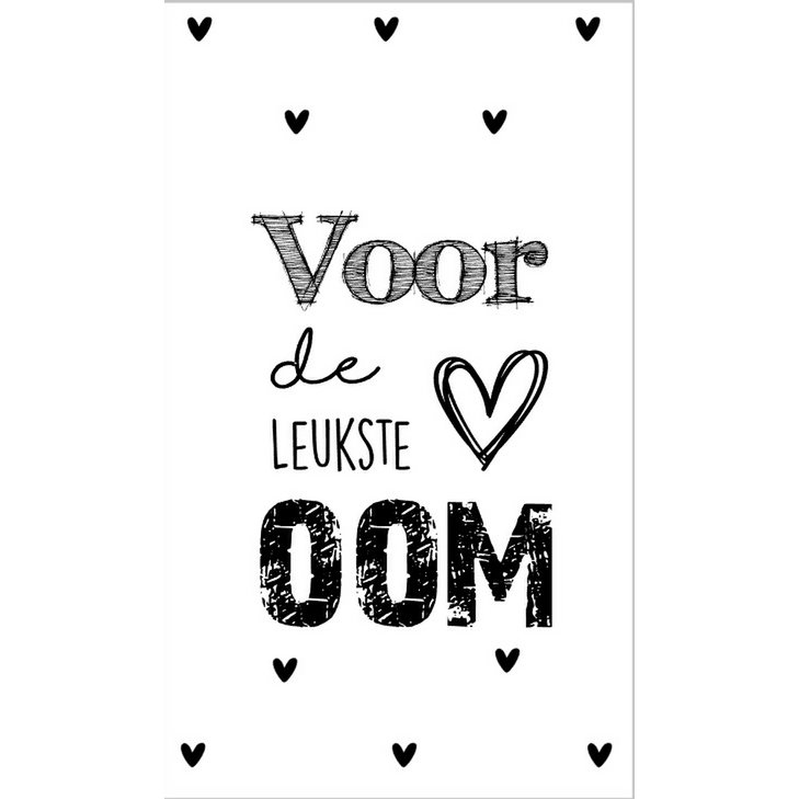 Kaartje 5 bij 8.5 cm met tekst Voor de leukste oom.