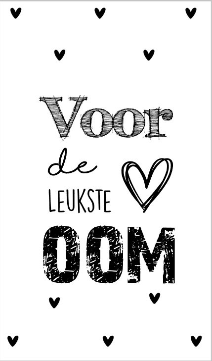 Kaartje 5 bij 8.5 cm met tekst Voor de leukste oom.