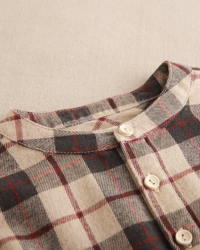 Boys' Scottish plaid shirt with mandarin collar P152-11608183