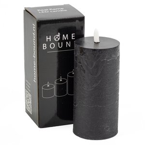 LED block candle 7.5x15cm black
