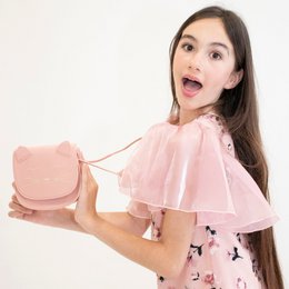 Children's shoulder bag - Mina the minimalist cat Pink