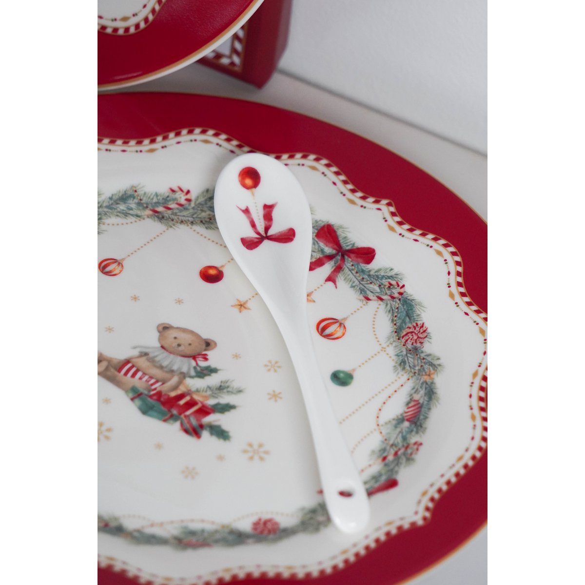 Porselein lepel Happy Holidays 13 cm Isabelle Rose