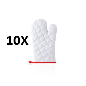 10 X WHITE HIGH QUALITY KITCHEN MITTEN IN SOFT COTTON MATERIAL