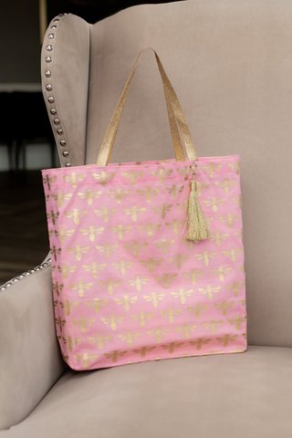 Stoff Geschenktüten Tote Style - Luxe Gold Kollektion - Marshmallow / Bees