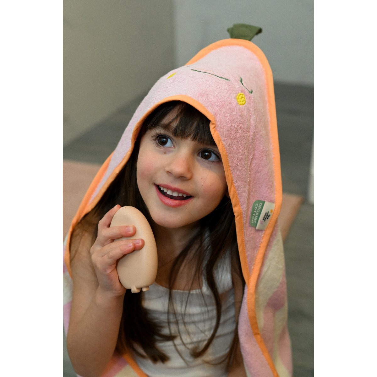 Terry Cotton Kid Hooded Towel Mandy Mandarine