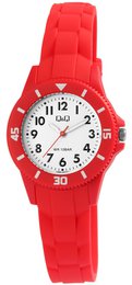 Q&Q children's/youth watch with silicone strap, 10 ATM, red