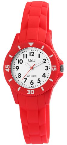 Q&Q kinder-/jeugdhorloge met siliconen band, 10 ATM, rood
