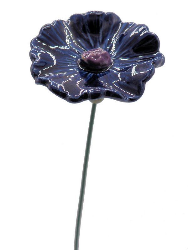 Fiore di fiordaliso in ceramica blu 5 cm