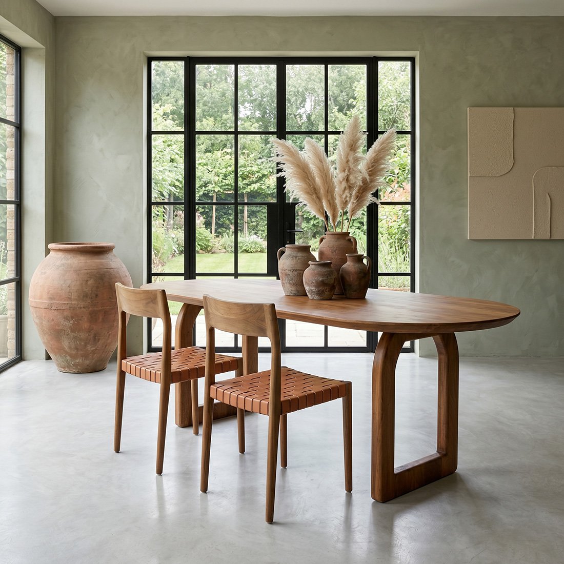 Bullnose mango wood dining table brown - open base