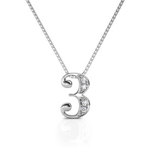 Pendentifs Number 3 - ArgentÃ© et Cristal