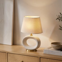 Home Sweet Home Fabric Lampshade Beige - 24 x 16 x 16 cm