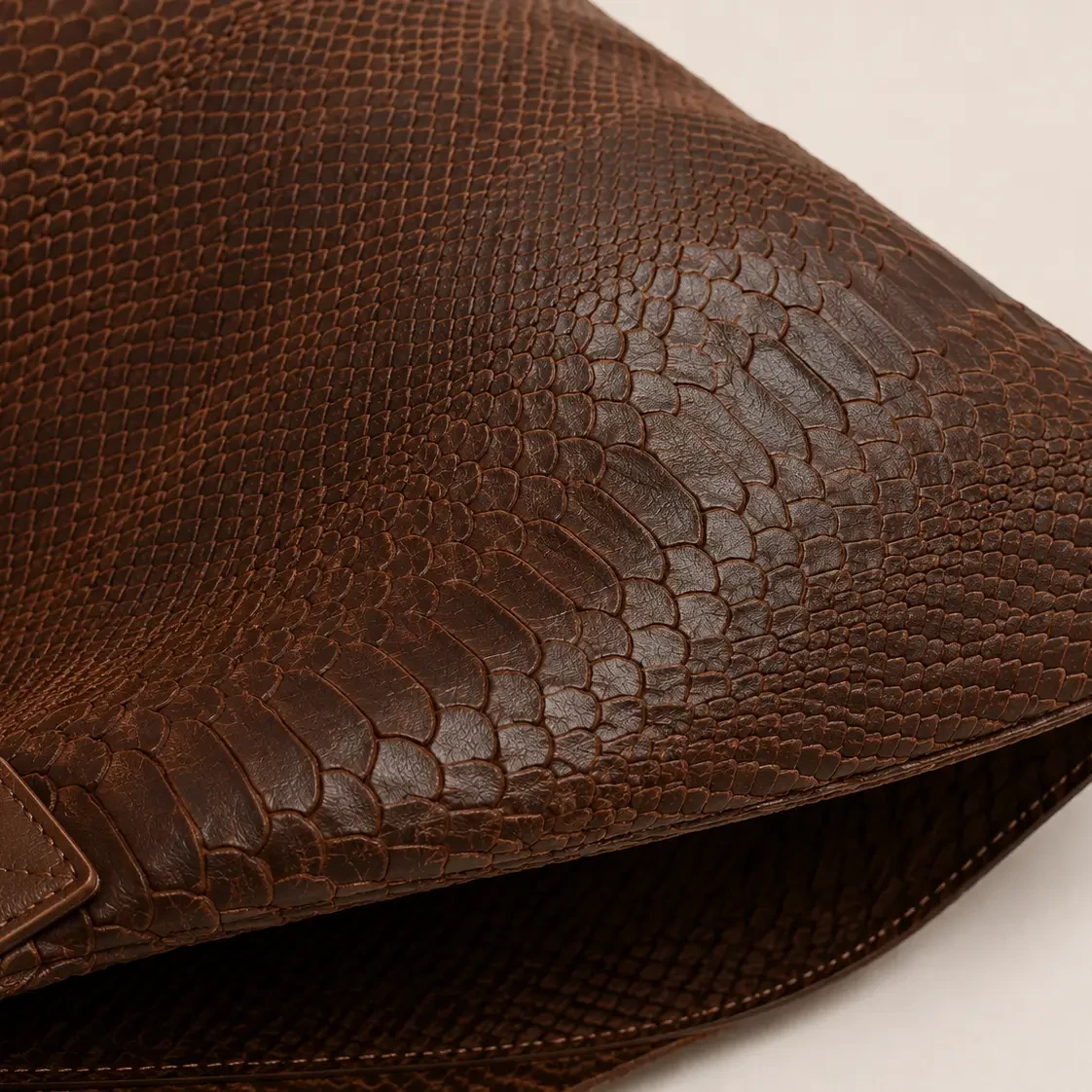LOLA – Italian python-embossed leather bag – Brown