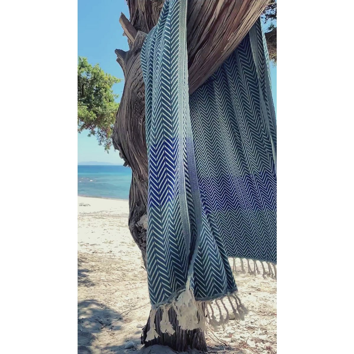 Asciugamano sauna hammam in cotone ZAYA - Asciugatura rapida e leggero - Verde / Blu - 180x100 cm