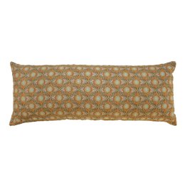 NIN-NIT | Fleurs Classiques XL | tissé 100% coton | coussin décoratif à imprimé floral | vert | orange | rose | beige | jaune | multicolore | 90x35cm