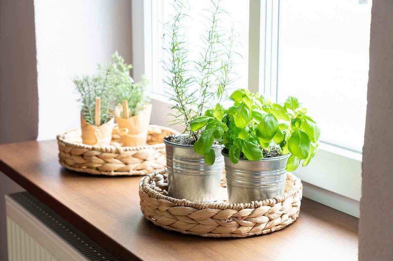 Serving basket, round braided from water hyacinth - fruit basket