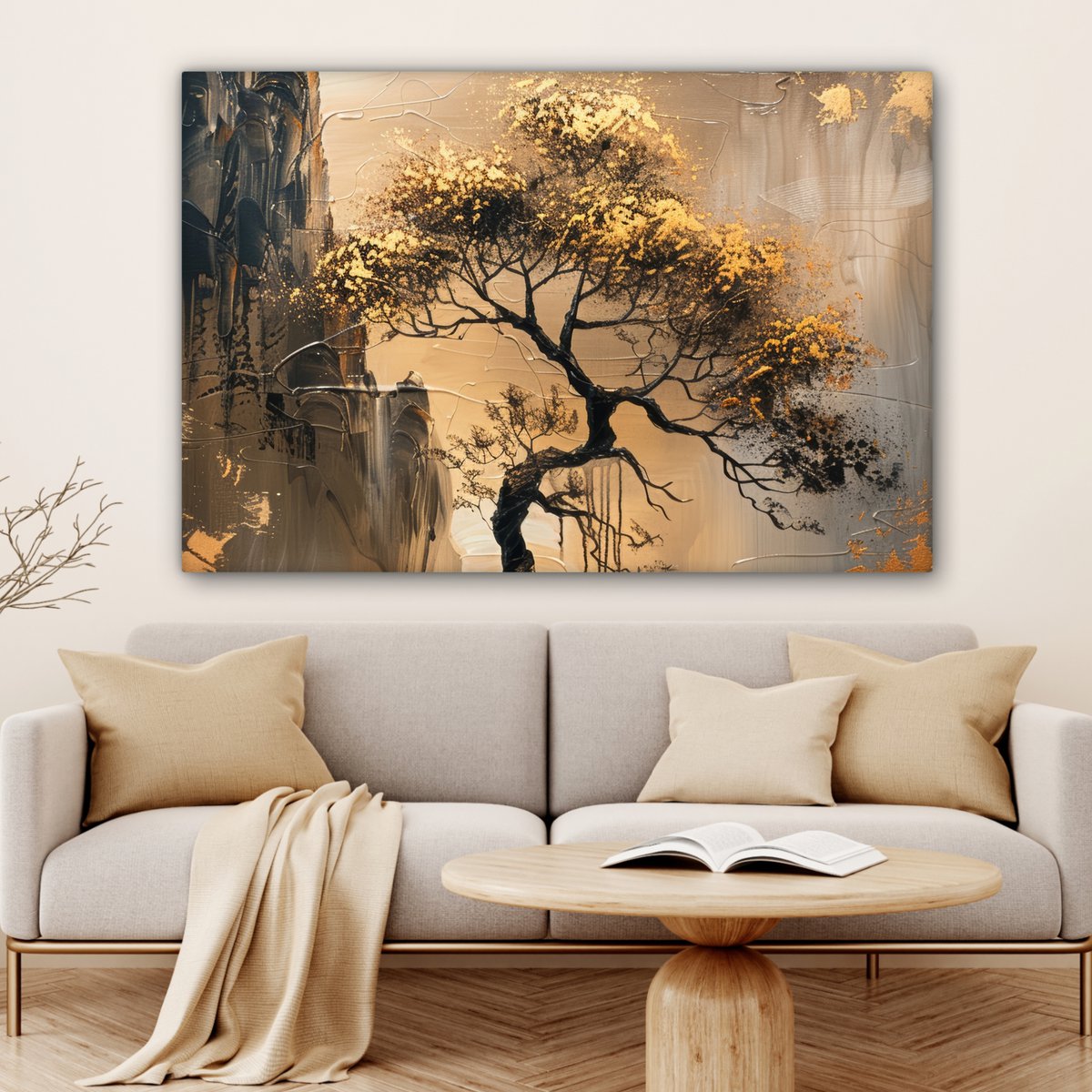 Peinture sur toile - décoration murale - or - paysage - peinture - décoration murale salon - décoration de chambre moderne - peintures abstraites