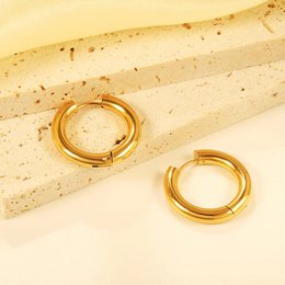 MINIMAL LOOP - Waterproof gold-plated steel double hoop earrings