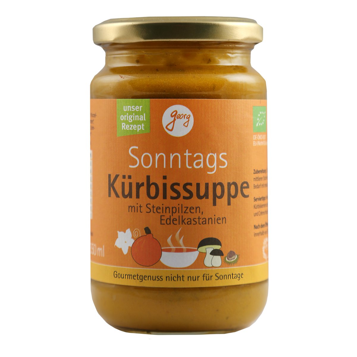 Søndags græskarsuppe med søde kastanjer & økologiske porcini-svampe