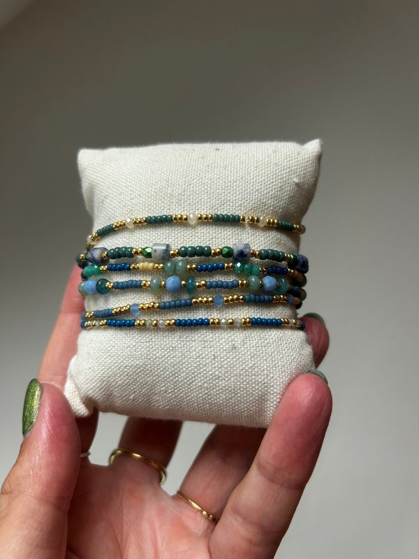 Handgemaakte armbandenset - blauw02