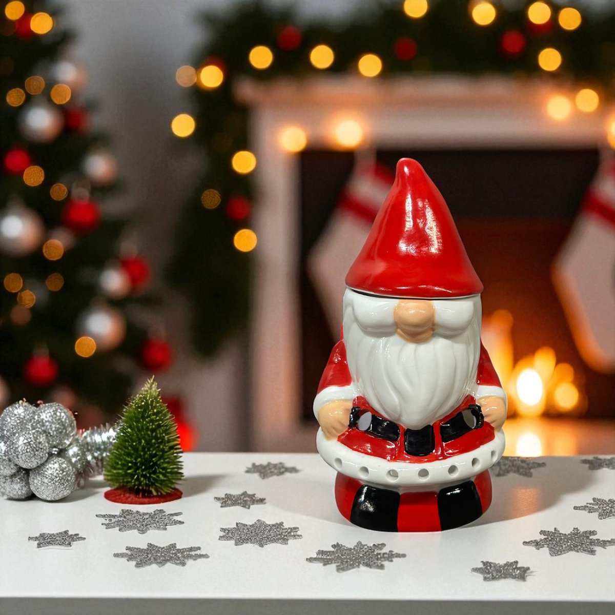Burnt-Santa Claus Ceramic Santa Claus-Essentialöle, Wachse & Parfums-16 cm-artisanale Weihnachtsdekoration Festive Atmosphäre und Kokonation