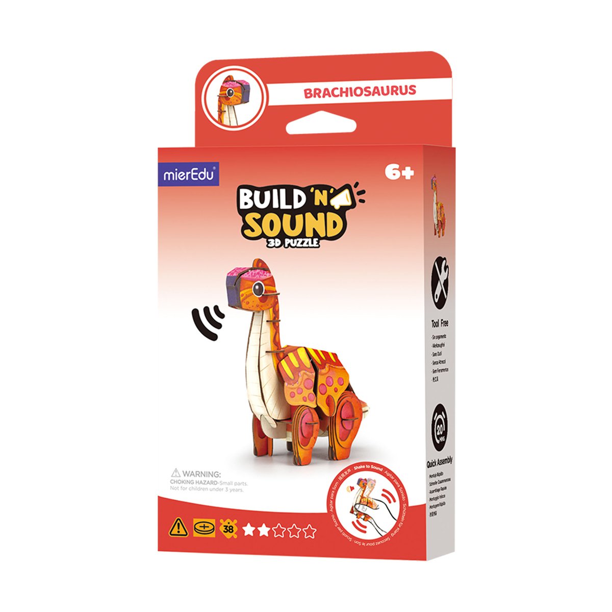 Mieredu - 3D Puzzel Build And Sound - Brachiosaurus