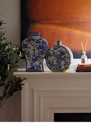 Nieuwe Chinese stijl, oosterse Parijse Delfts blauwe porselein vazen/lage stijl