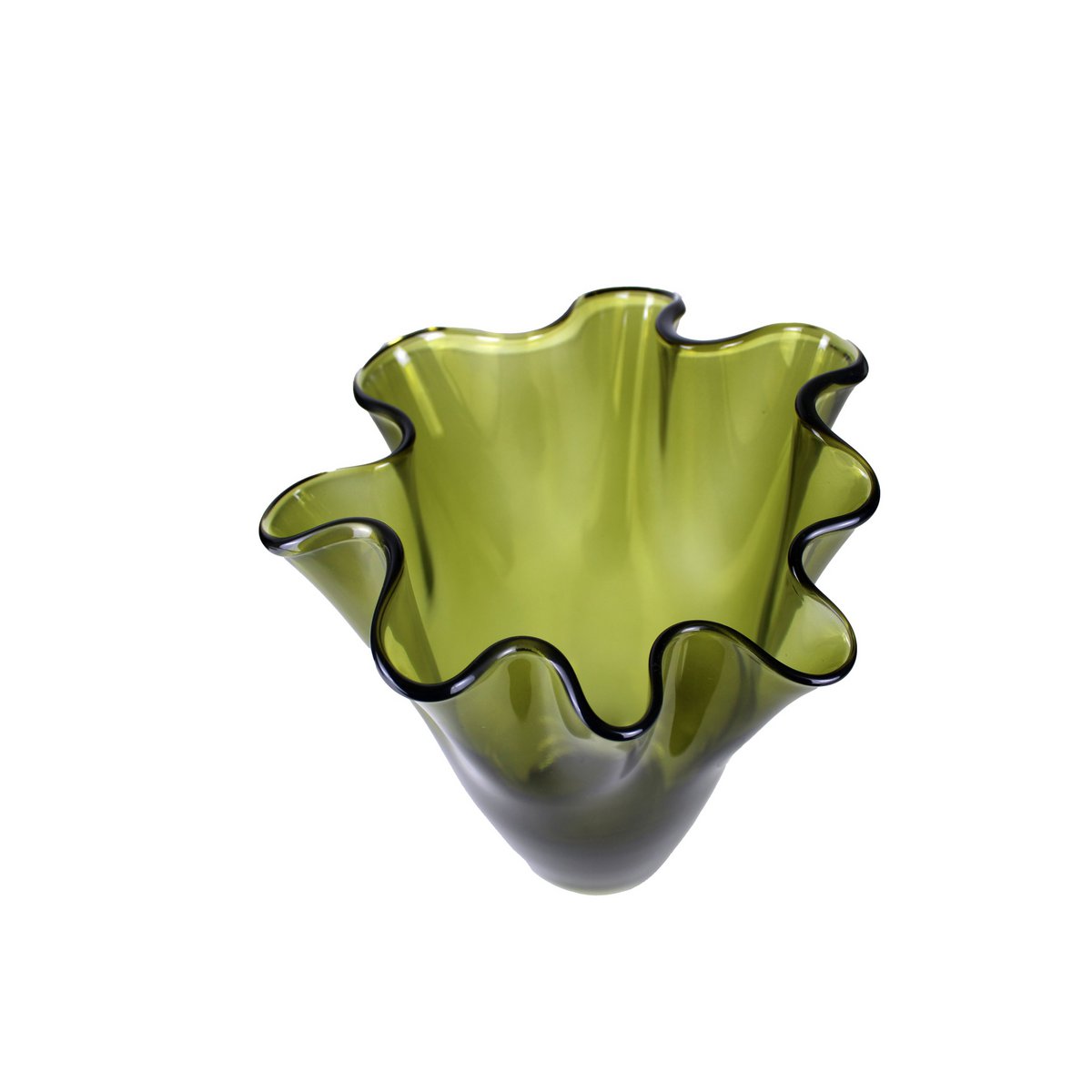 Vaso in vetro ondulato verde oliva da tavolo vaso in vetro 21x21x30cm