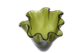 Vaso in vetro ondulato verde oliva da tavolo vaso in vetro 21x21x30cm
