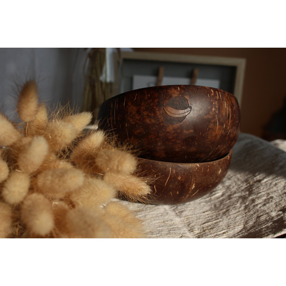 Coconut shell made from polished coconut