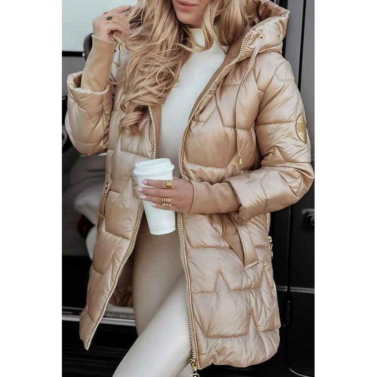 Hooded cotton jacket with three zippers