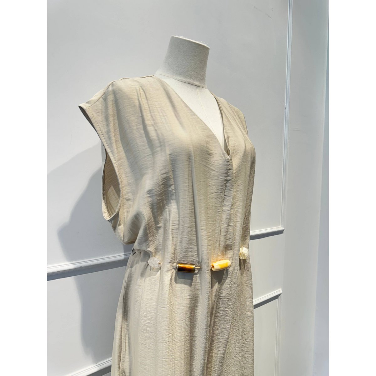 Robe-Combinaison Longue avec Ceinture de Perles - VISCOSE - 8800