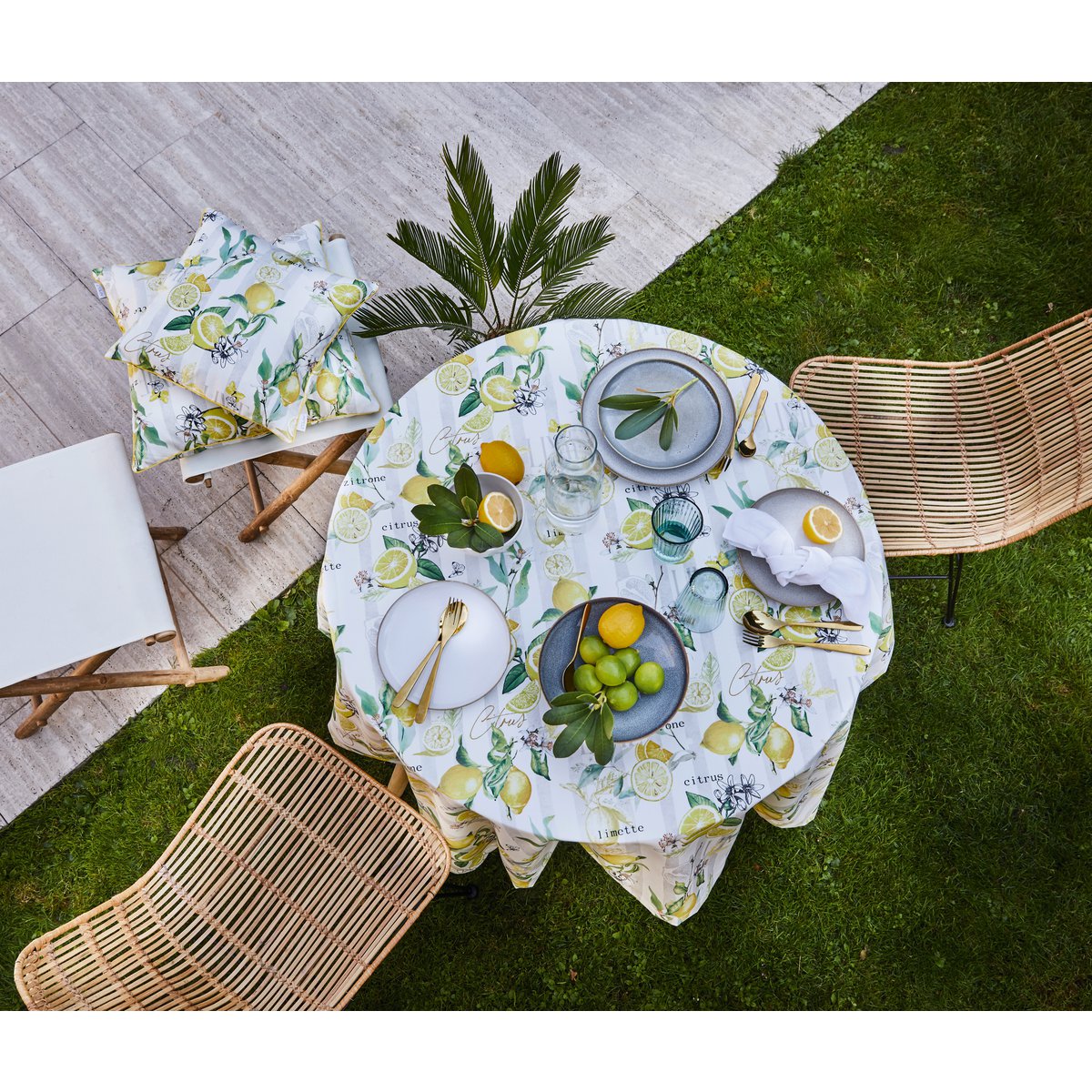 7303 cojín gris/blanco/amarillo/verde - 39X39
