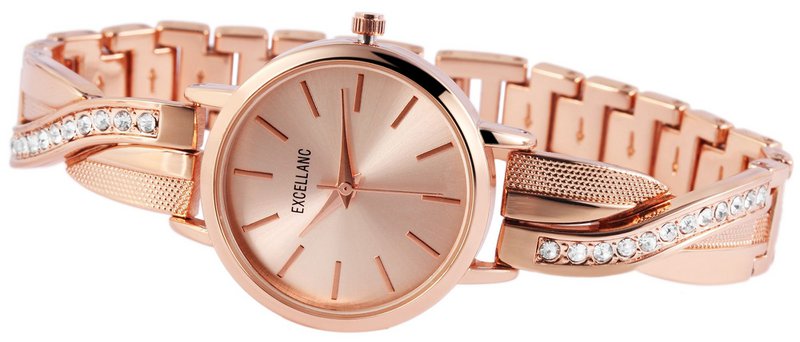 Excellanc women's watch with a metal bracelet, rose gold colors