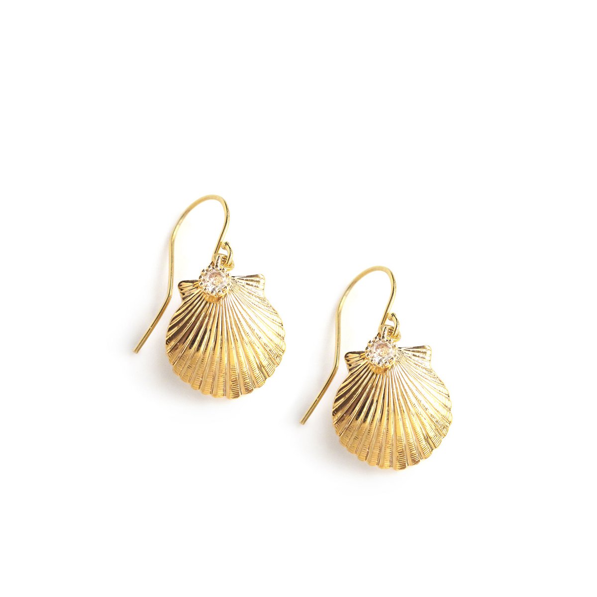 18K gold plated seashell earrings with crystals