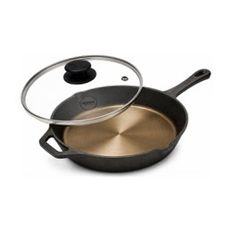 Sartén pulida de hierro fundido - 30 cm con tapa incluida