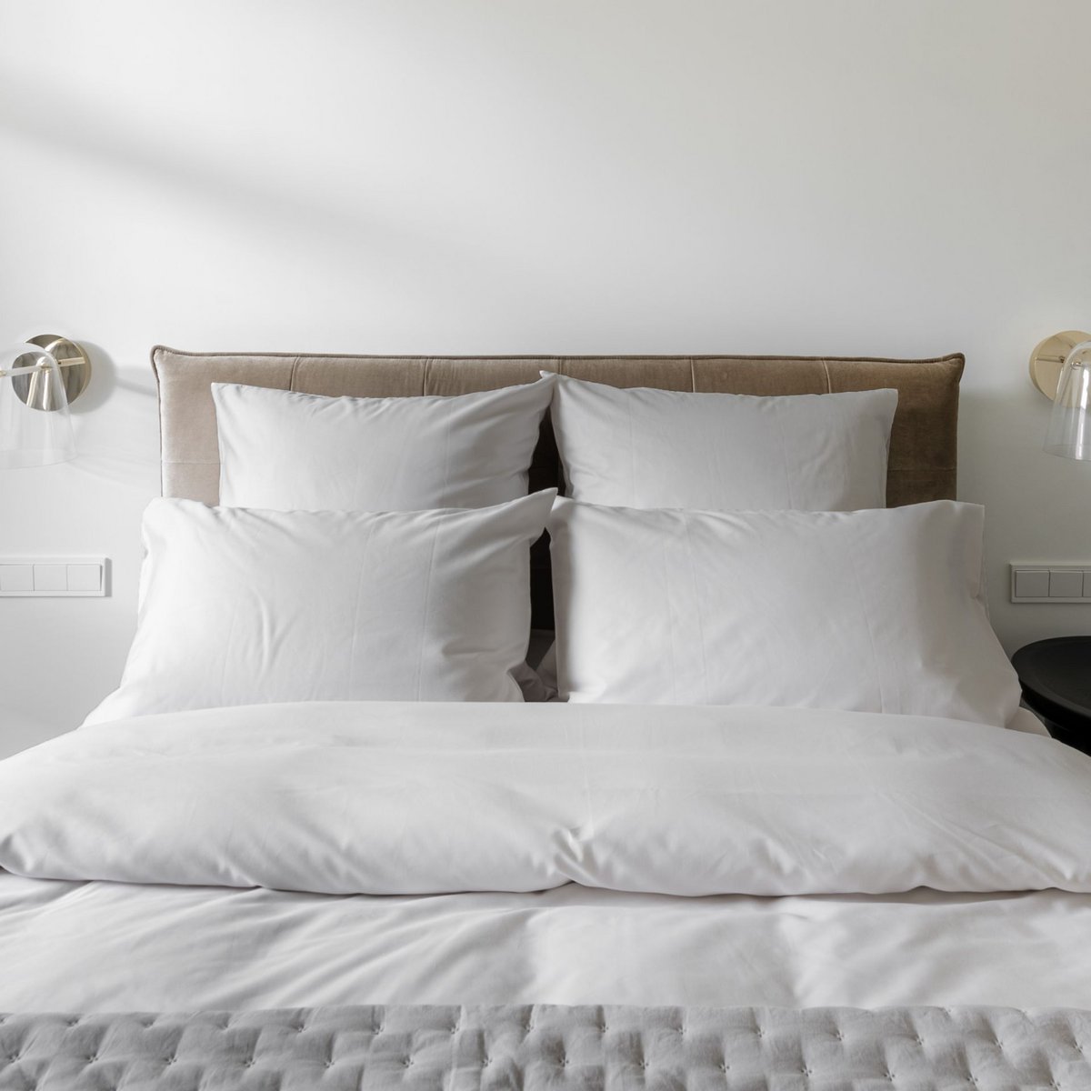 Ensemble de couette en satin 500 fils au lait d'amande
