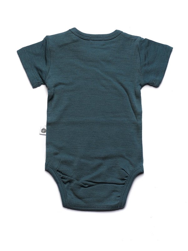 Wollen romper korte mouwen - merinowol - Orion Blue