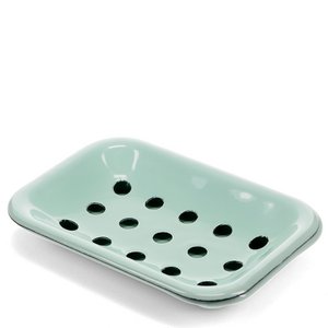 Two-part enamel soap dish - Green