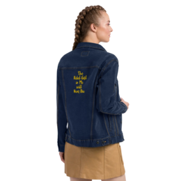 Embroidered denim jacket The Rebel Girl in Me will Never Die Unisex denim jacket - Gold Embroidery