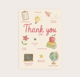 Ansichtkaart "thank you for..." roze