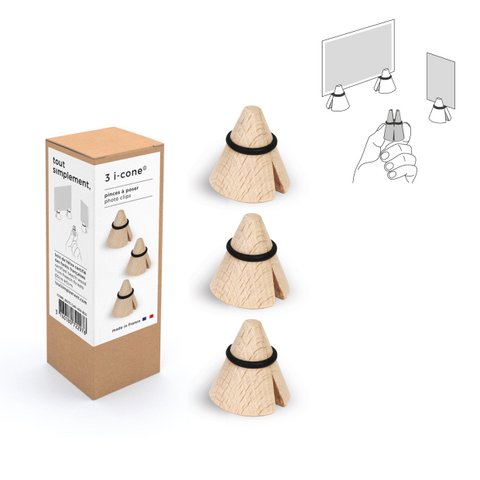 Schachtel mit 3 hölzernen Fotoclips - schwarz