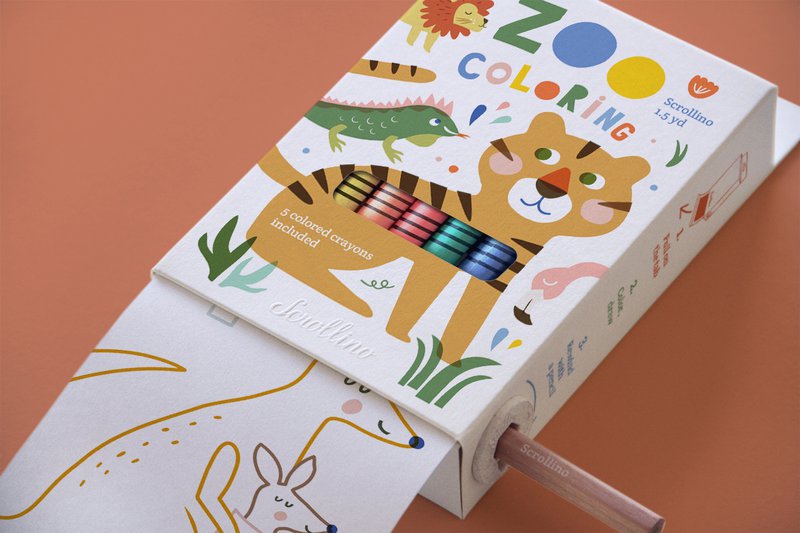 Farvelægning med zoologisk dyr - Scrollino Zoo Coloring